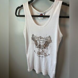 Harley-Davidson white and gold tank top large